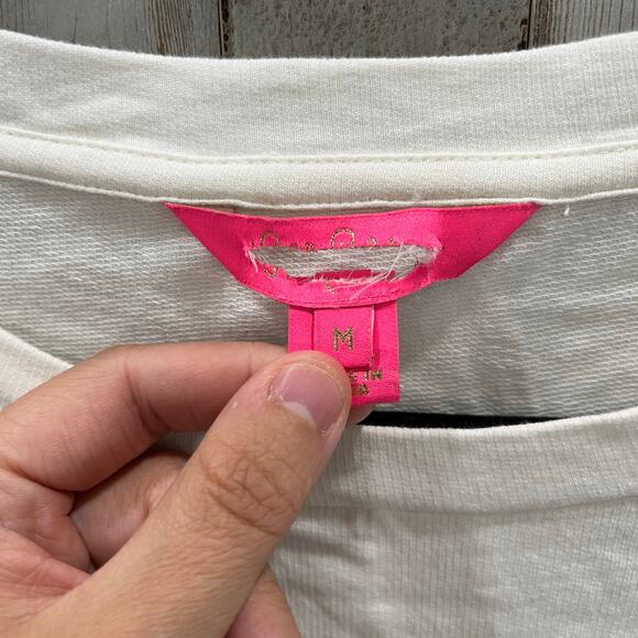 Lilly Pulitzer Long Sleeve Rami Sweater Cheery Ruby Red Graphic Womens Medium - Picture 4 of 8